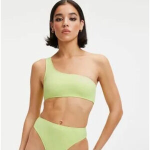 Good American Scuba Hot Shoulder Bikini Top Size 1 Small Swim Key Lime Green NWT